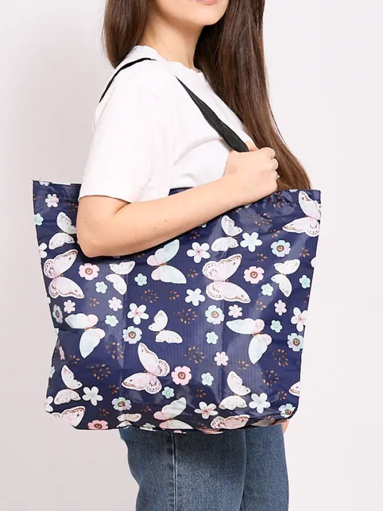 Outlet Wzorzysta torba na zakupy składana w portfel Damskie Materiałowe|Torebki Shoppers