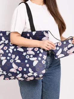 Outlet Wzorzysta torba na zakupy składana w portfel Damskie Materiałowe|Torebki Shoppers