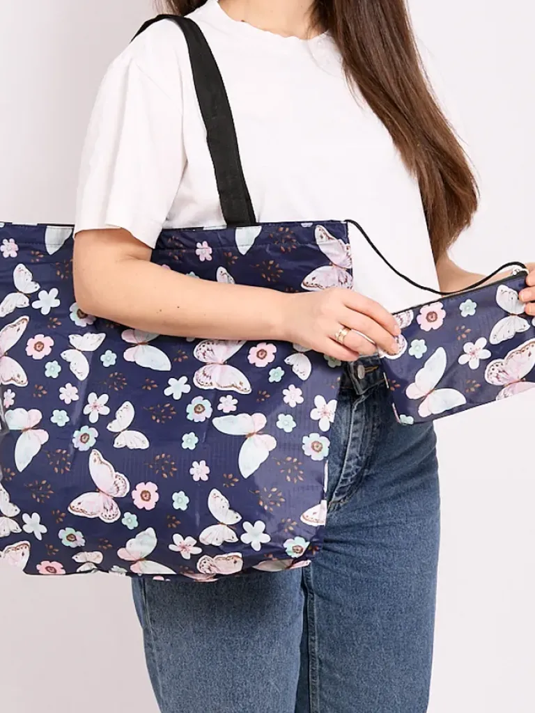 Outlet Wzorzysta torba na zakupy składana w portfel Damskie Materiałowe|Torebki Shoppers