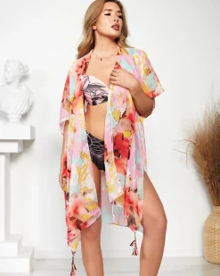 Wzorzyste pareo damskie w kolorze m Narzutka Plażowa