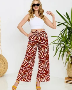 Outlet Wzorzyste spodnie damskie typu palazzo w kolorze m Spodnie Materiałowe