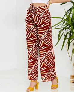 Outlet Wzorzyste spodnie damskie typu palazzo w kolorze m Spodnie Materiałowe