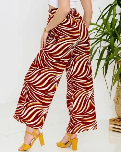 Outlet Wzorzyste spodnie damskie typu palazzo w kolorze m Spodnie Materiałowe