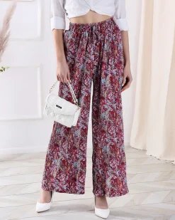 Outlet Wzorzyste szerokie spodnie damskie w kolorze m Spodnie Materiałowe