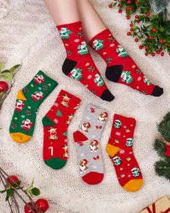 Sale Wzorzyste świąteczne skarpety damskie 5/pak Skarpetki