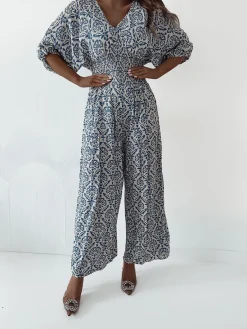Sale Wzorzysty kombinezon damski Spodnie Materiałowe|Kombinezony