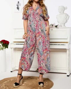 New Wzorzysty kombinezon damski w kolorze różowym Kombinezony