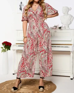 Outlet Wzorzysty kombinezon damski w kolorze m Kombinezony