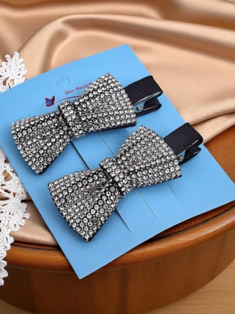Sale Zestaw 2 spinek do włosów z kokardkami z cyrkoniami Isadora Damskie Akcesoria Do Włosów
