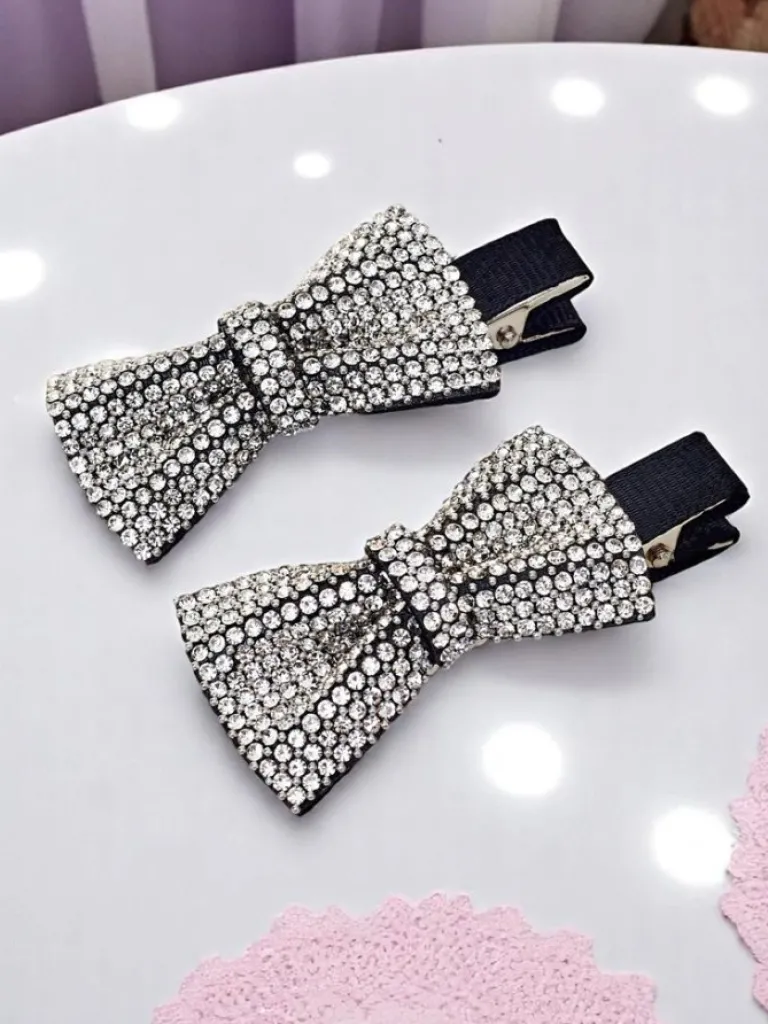 Sale Zestaw 2 spinek do włosów z kokardkami z cyrkoniami Isadora Damskie Akcesoria Do Włosów