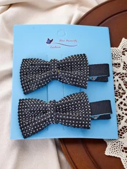 Sale Zestaw 2 spinek do włosów z kokardkami z cyrkoniami Isadora Damskie Akcesoria Do Włosów