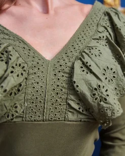 Zielona bluzka damska z koronką Bluzki / Koszule / Koszulki