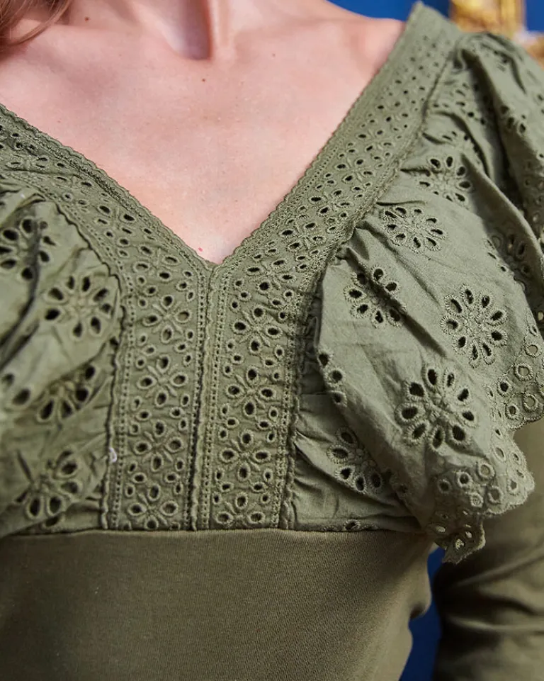 Zielona bluzka damska z koronką Bluzki / Koszule / Koszulki