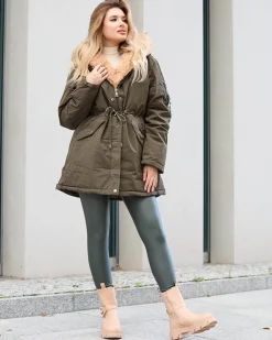 Zielona kurtka zimowa damska PLUS SIZE Plus Size|Kurtki / Marynarki / Płaszcze