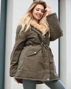 Zielona kurtka zimowa damska PLUS SIZE Plus Size|Kurtki / Marynarki / Płaszcze