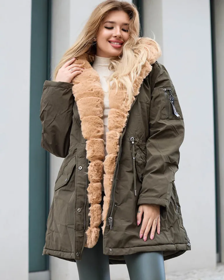 Zielona kurtka zimowa damska PLUS SIZE Plus Size|Kurtki / Marynarki / Płaszcze