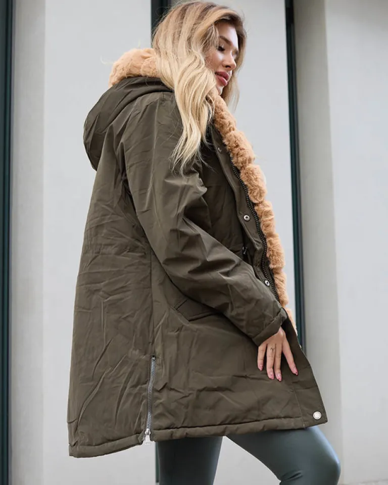 Zielona kurtka zimowa damska PLUS SIZE Plus Size|Kurtki / Marynarki / Płaszcze