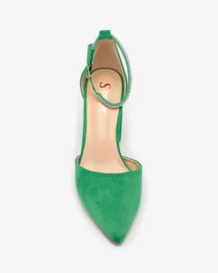 Best Zielone damskie czółenka z cyrkoniami Britica Klasyczne