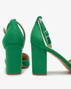 Best Zielone damskie czółenka z cyrkoniami Britica Klasyczne