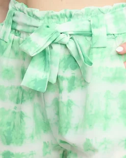 Outlet Zielone damskie materiałowe krótkie spodenki Szorty|Krótkie Spodenki