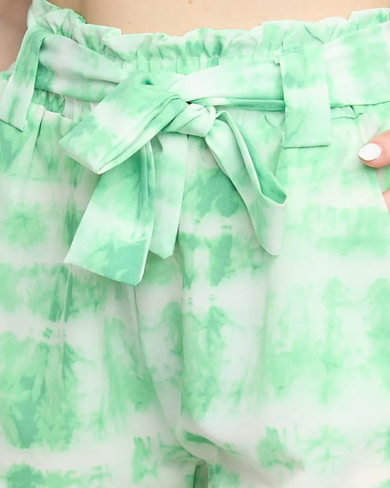 Outlet Zielone damskie materiałowe krótkie spodenki Szorty|Krótkie Spodenki