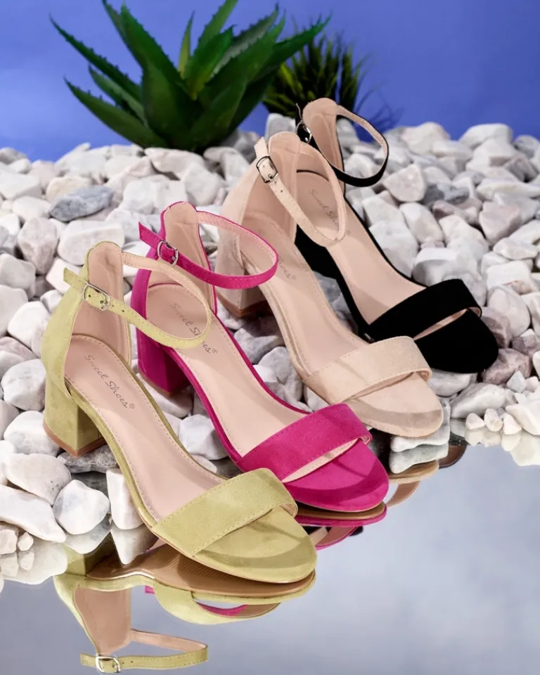 New Zielone damskie sandałki na niskim słupku Mesteri Buty Na Wielkie Wyjście|Sandały Na Słupku