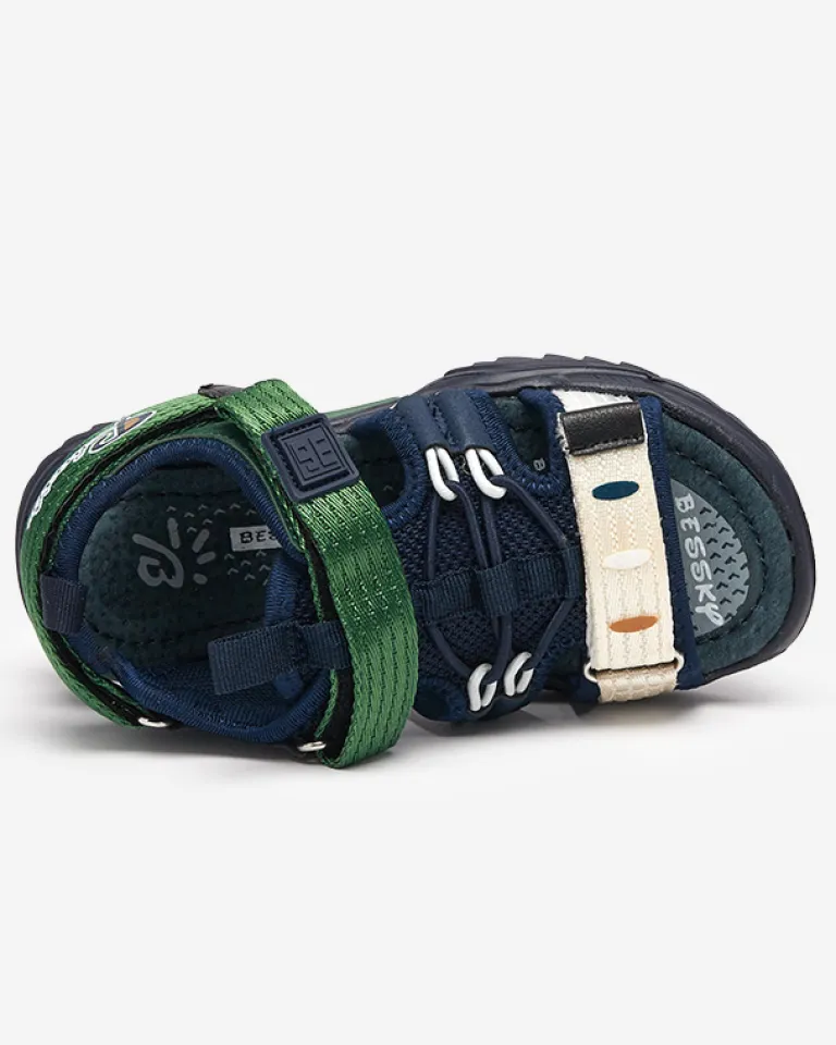 Zielone dziecięce sandałki na rzepy Meteris Chłopięce