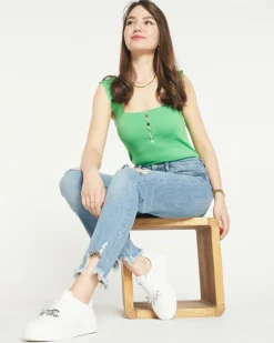 Sale damski top z cyrkoniami a'la guziki Bluzki / Koszule / Koszulki