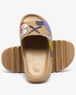 Sale Złoto - brązowe damskie klapki Elmino Klapki Basenowe|Klapki Płaskie