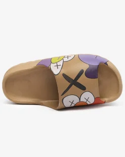 Sale Złoto - brązowe damskie klapki Elmino Klapki Basenowe|Klapki Płaskie