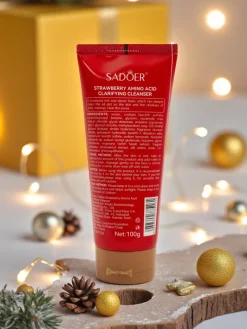 Outlet Sadoer Świąteczny Żel oczyszczający twarz z Truskawką i aminokwasami Twarz
