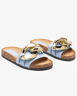 Sandały damskie Callista z łańcuchem – /niebieskie, płaski obcas Klapki Płaskie