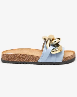 Sandały damskie Callista z łańcuchem – /niebieskie, płaski obcas Klapki Płaskie