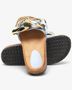 Sandały damskie Callista z łańcuchem – /niebieskie, płaski obcas Klapki Płaskie