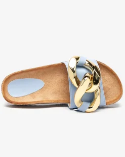 Sandały damskie Callista z łańcuchem – /niebieskie, płaski obcas Klapki Płaskie