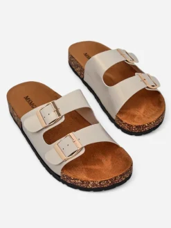 Sandały damskie Aurelia gold – płaskie klapki z eko skóry (rozmiar 39) Klapki Płaskie