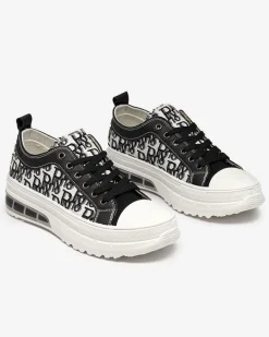 Outlet Sneakers Livia w Kolorze Czarno-Białym z Platformą Trampki