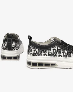 Outlet Sneakers Livia w Kolorze Czarno-Białym z Platformą Trampki