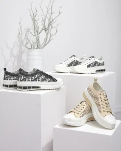 Outlet Sneakers Livia w Kolorze Czarno-Białym z Platformą Trampki