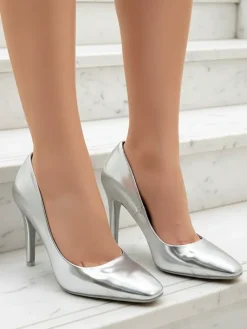 New Srebrne Szpilki Elegante Szpilki|Klasyczne