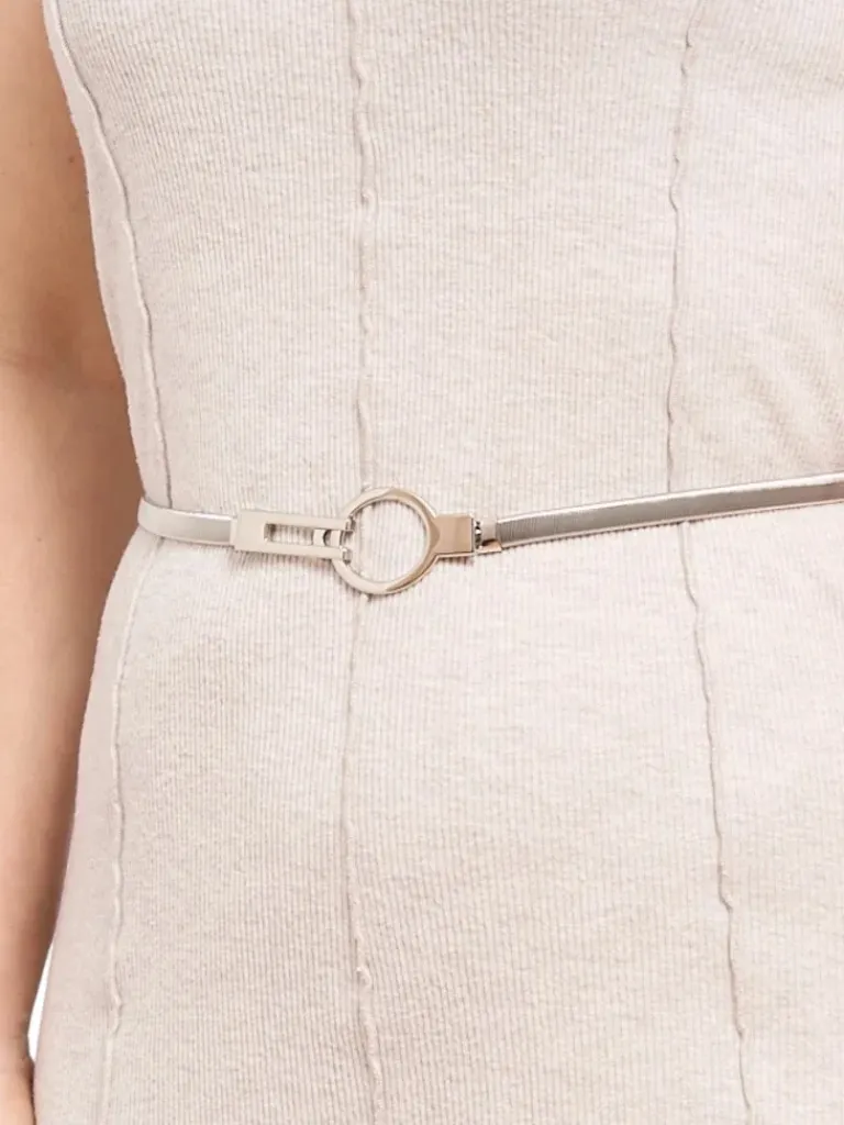 Sale Srebrny Pasek Metalowy Damski Livia Eleganza Italiano 64-100 cm Damskie Paski