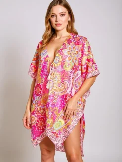 Sale Sukienka Pareo Callista – Kolorowa, Zwiewna, Dekolt V, Uniwersalny Narzutka Plażowa|Bluzki / Koszule / Koszulki