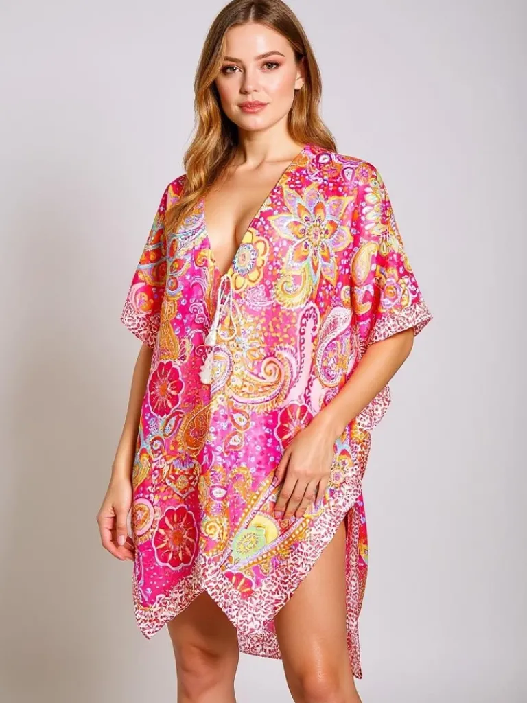 Sale Sukienka Pareo Callista – Kolorowa, Zwiewna, Dekolt V, Uniwersalny Narzutka Plażowa|Bluzki / Koszule / Koszulki