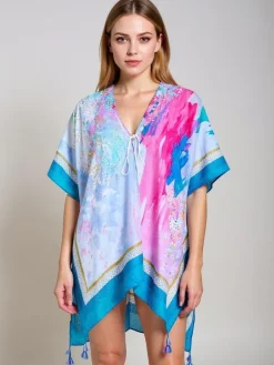 Clearance Sukienka pareo Calypso – zwiewna kreacja do kolan, kolorowa Narzutka Plażowa|Bluzki / Koszule / Koszulki