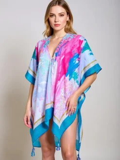 Clearance Sukienka pareo Calypso – zwiewna kreacja do kolan, kolorowa Narzutka Plażowa|Bluzki / Koszule / Koszulki