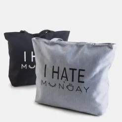 Szara torebka na ramię z nadrukiem - Akcesoria Damskie Materiałowe