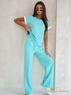 Clearance zestaw damski Callista – bawełniany komplet z szerokimi spodniami Damskie Komplety Damskie