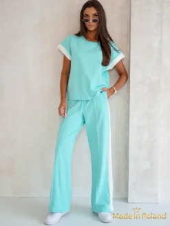 Clearance zestaw damski Callista – bawełniany komplet z szerokimi spodniami Damskie Komplety Damskie