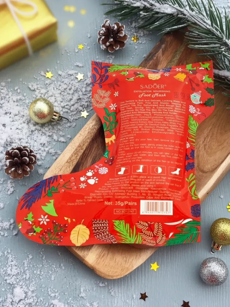Świąteczna Maska do stóp- skarpetki z niacynamidami- nawilżająca Ciało