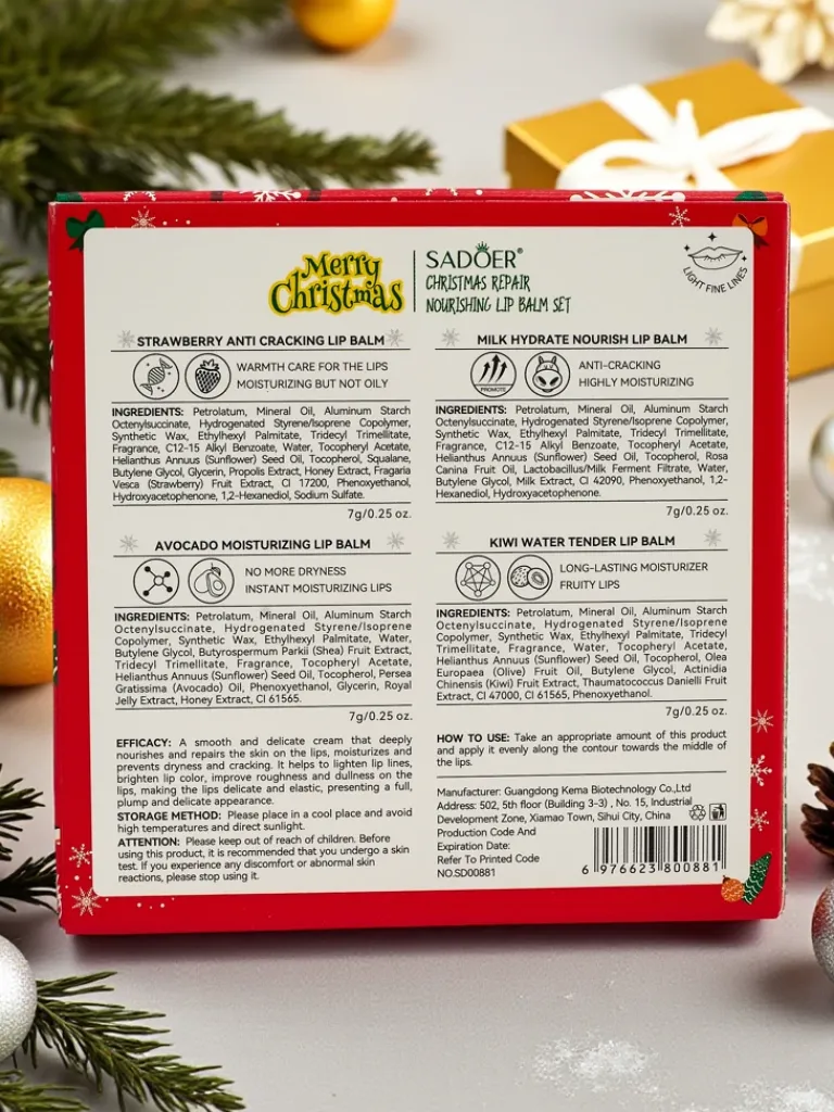 Świąteczny Zestaw nawilżający Balsam do ust x4 Usta